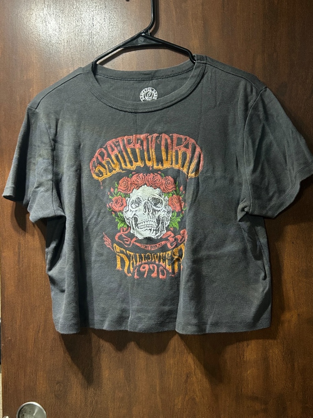 Grateful Dead Graphic Crop Top | Dark Grey